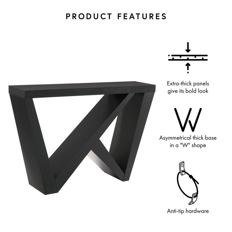 Blinny 47.25''W W-Shaped Console Table, Black