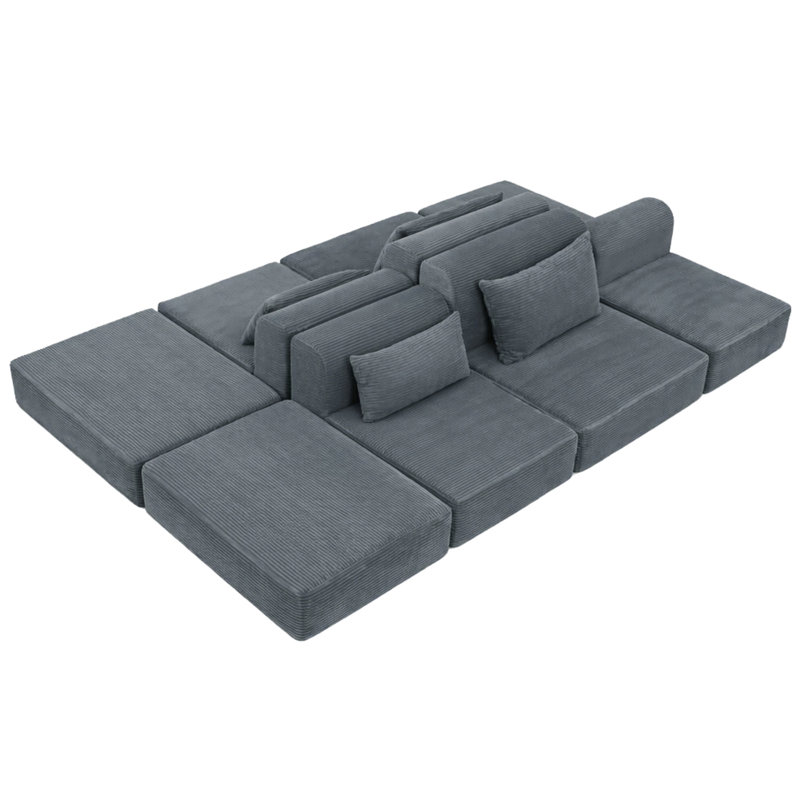 Canapé double modulaire 71 pouces 2 places, Grey Corduroy
