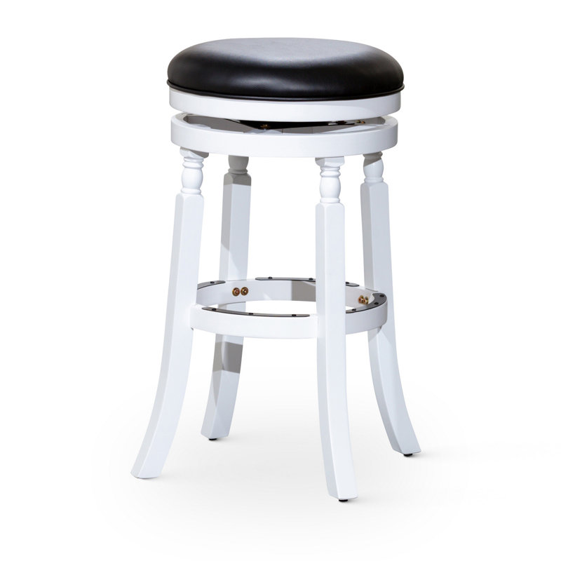 Tabouret de bar et de comptoir pivotant Jacksonville, Blanc, Noir, Tabouret de bar (siège d’une hauteur de 30 po)