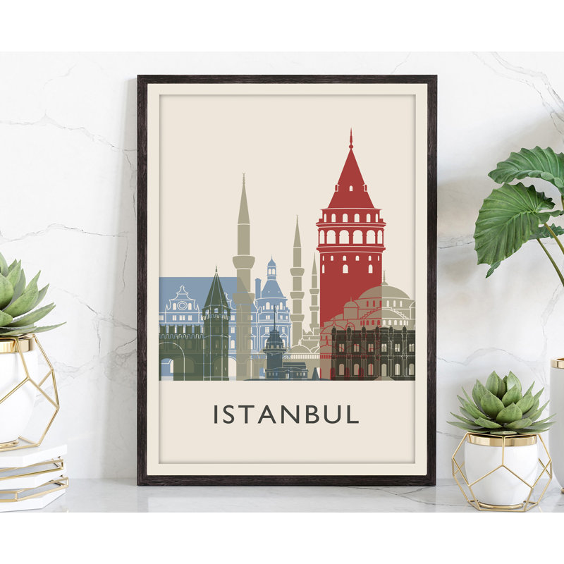 " Istanbul Illustration World Cities Turkiye Travel ", 14" H x 11" W x 0.35" D