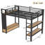 Structure de lit mezzanine avec garde-robe, lit mezzanine en métal avec tablettes de rangement et panneau perforé-608282708