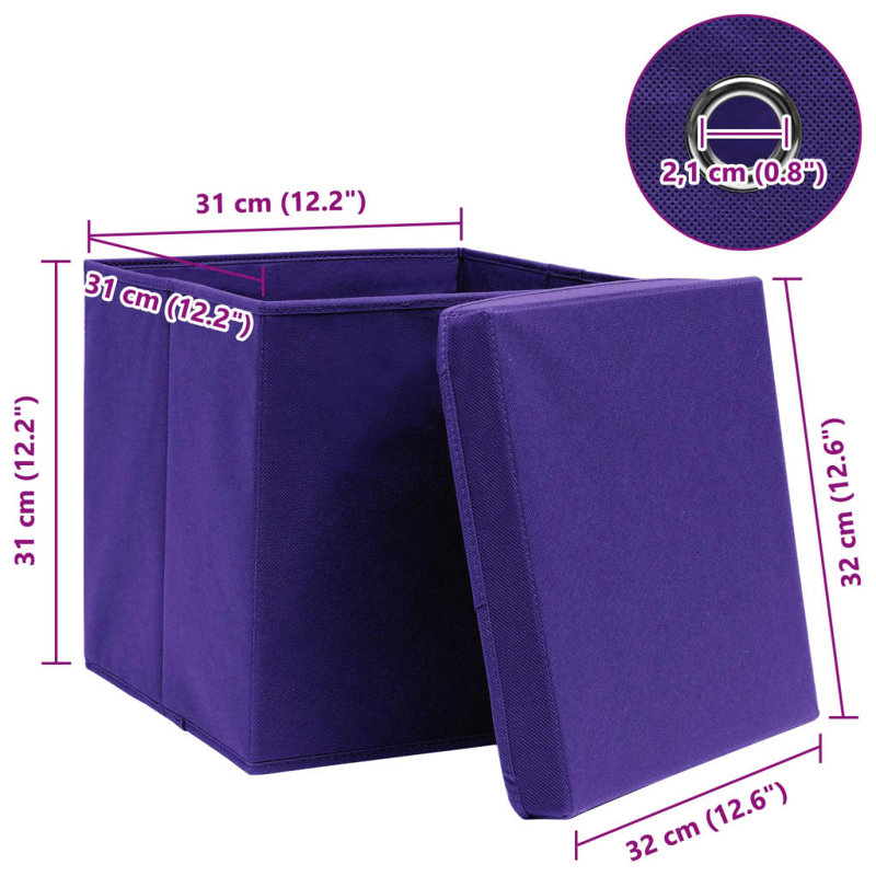 Rebrilliant Fabric Decorative Bin, 32cm H x 32cm W x 32cm D, Purple