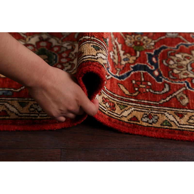 Tapis décoratif en laine de conception unique 9 pi 1 po x 11 pi 6 po noué à la main New Age Heriz Serapi