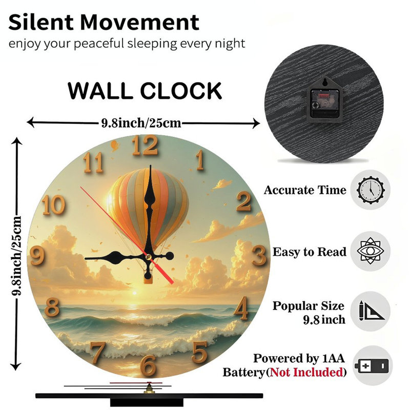 Horloge murale montgolfière