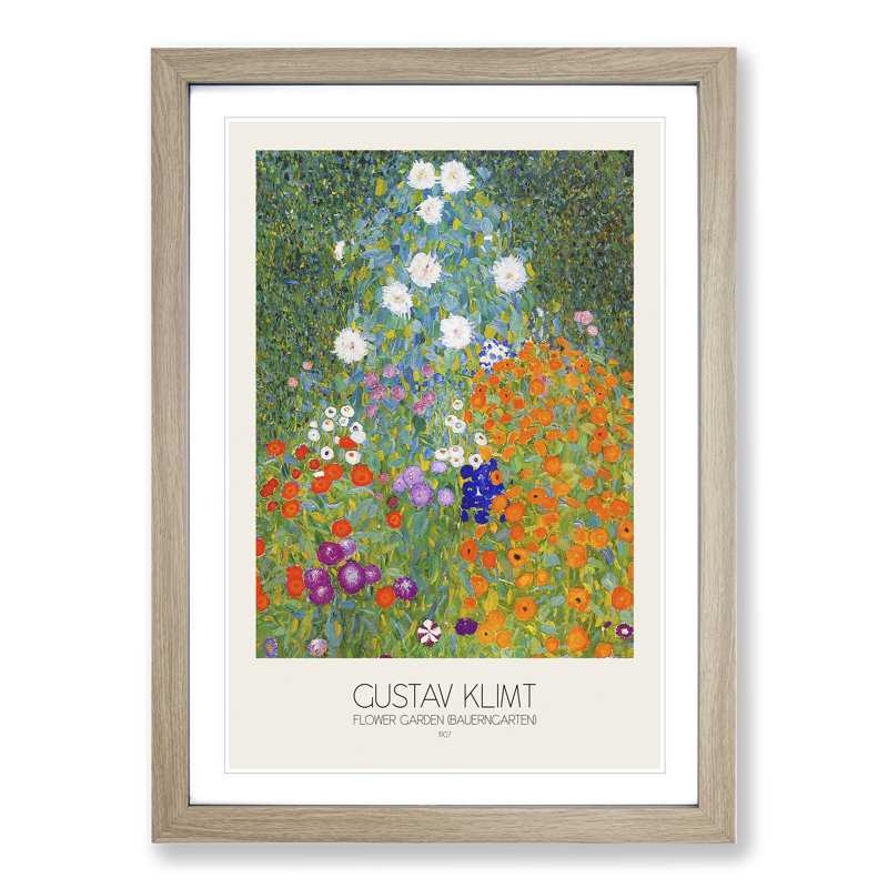 Flower Garden by Gustav Klimt - Picture Frame Painting, Oak Framed, 36cm H x 27cm W x 2cm D