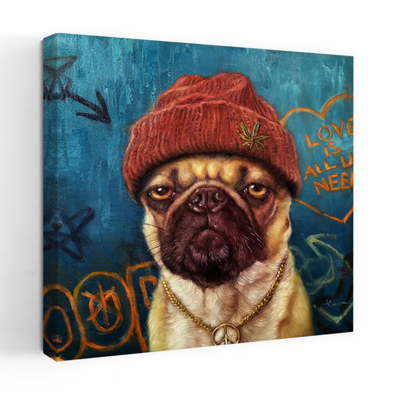 Insomnie, art urbain contemporain pour chien, H 18 po x l 18 po