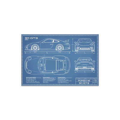 Impression sur plan en verre acrylique 911 GT3 (991)