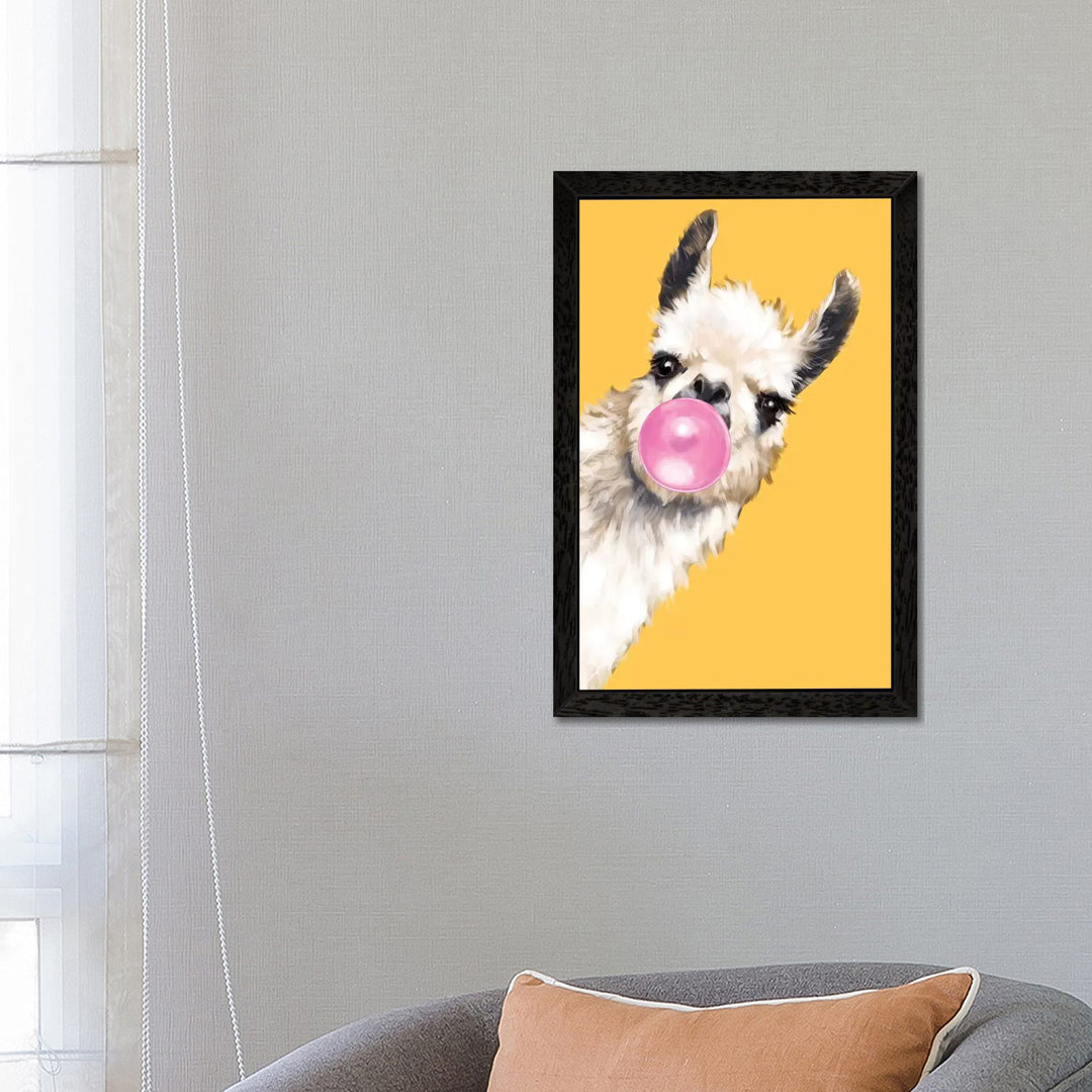 Sneaky Bubble Gum Llama - Print on Canvas