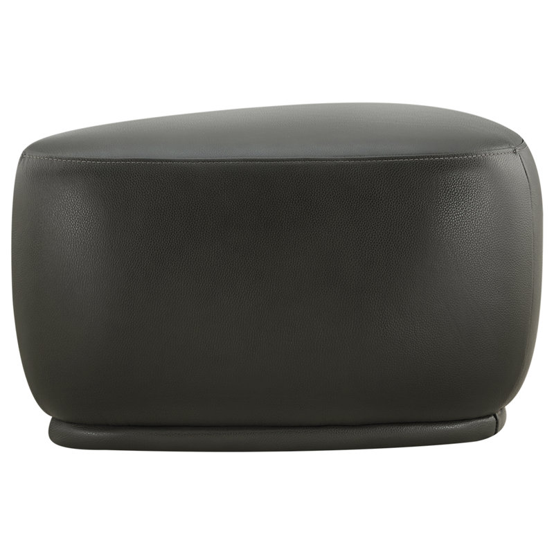 Adna 26.5" Genuine Leather Triangular Upholstered Ottoman, Impression Dark Gray Top Grain Leather