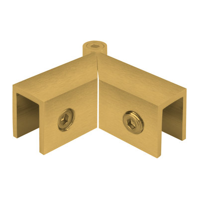 Adjustable Sleeve Over Glass Clamp For 5/16" to 1/2" (8mm to 12mm) Glazing Thickness Satin Brass Finish
