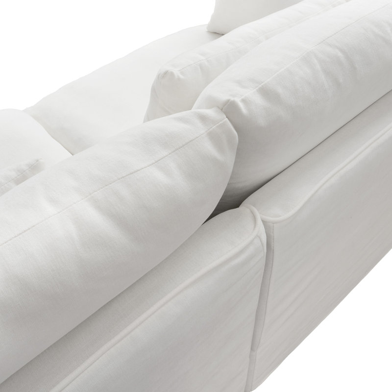 Canapé modulaire 7 pièces à double couche avec coussins et repose-pieds, White Polyester