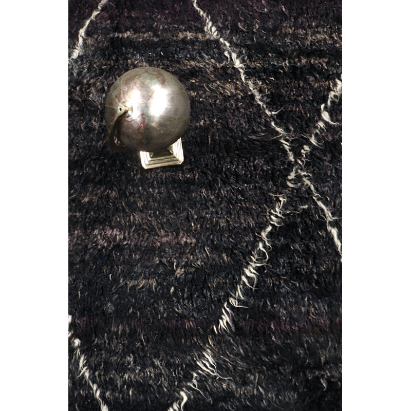 Casablanca Hand Knotted Wool Geometric Area Rug in Charcoal