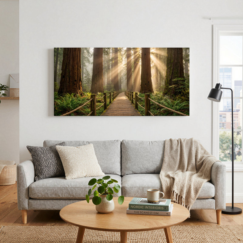 Ensemble de 1 tableau sur toile « Chemin forestier », 40“W x 20”H, Toile tendue