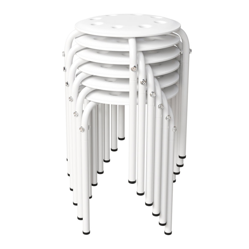 Patio Plastic Portable Stacking Chairs(Set Of 6), White