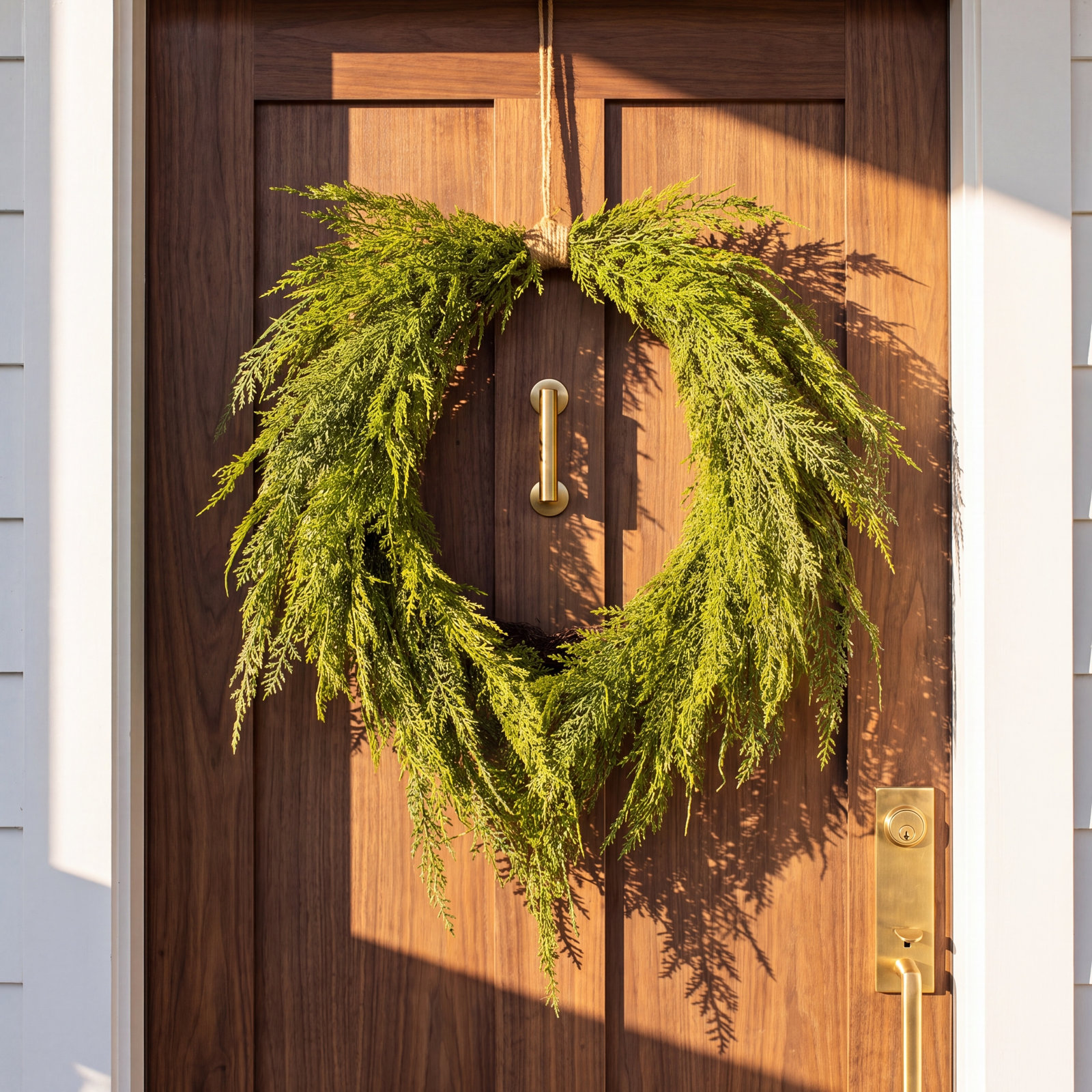 Faux Cedar Polyethylene Plastic Wreath, 24"