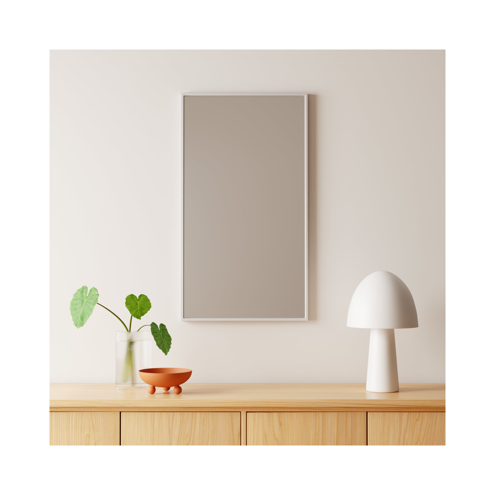 Sabine Metal Rectangle Wall Mirror, 36" x 20", Silver