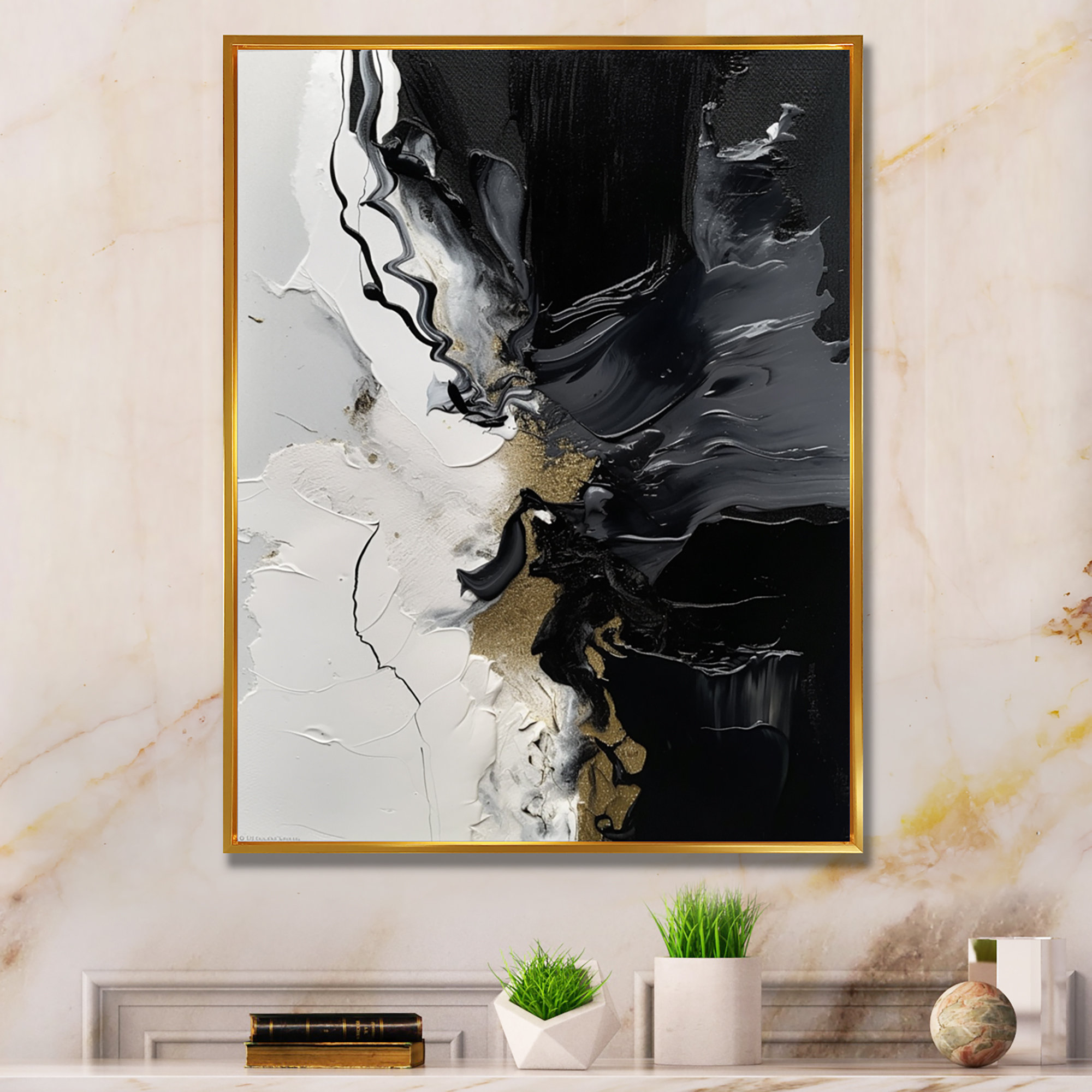 Abstract Wall Art Splatter Painting Large Painting On Canvas Black