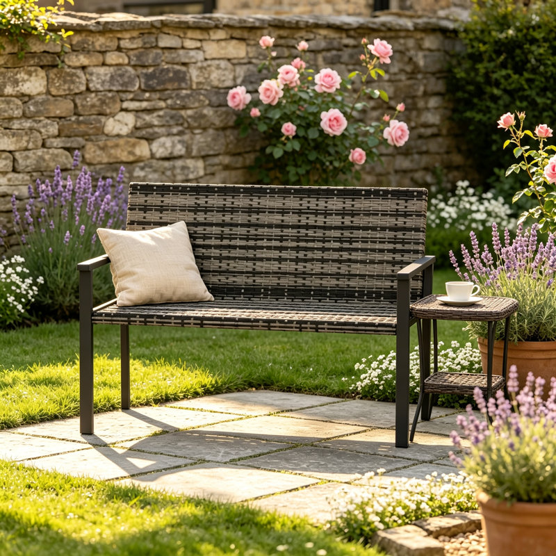 120 cm W Garden Bench, Grey