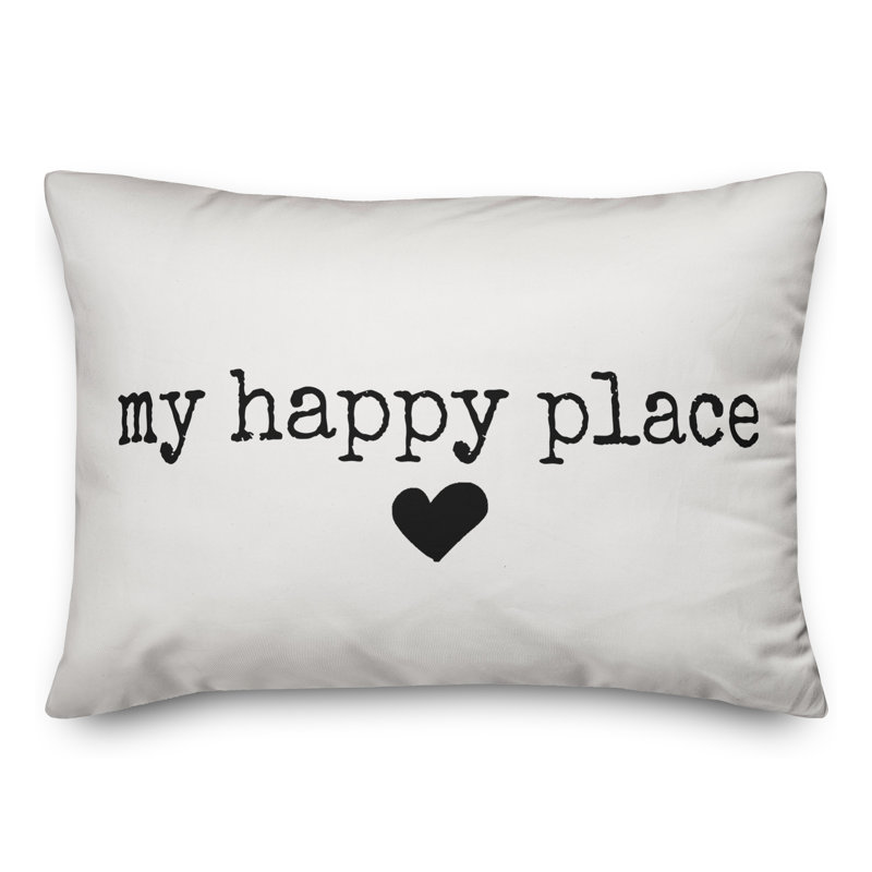  Housse et insert pour coussin rectangulaire My Happy Place, Blanc cassé / noir