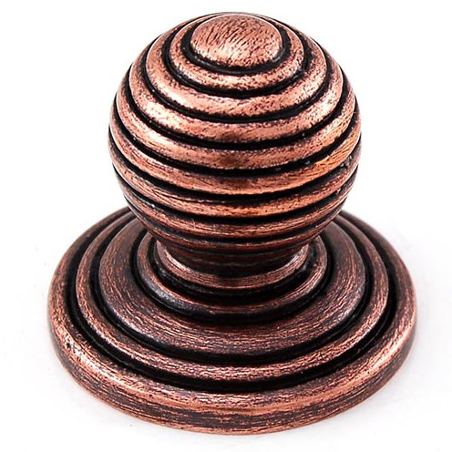 Sanzio Round Knob, 0.75" H x 0.75" W x 1" D, Antique Copper