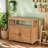 Outdoor And Indoor Sideboard With Storage, Slatted Design For A Modern Aesthetic, Naturally Weather - Fir, 36.15 In Height Patio Buffet Cabinet Storage Design, Multi Use Settings, Fir Wood-1831399361