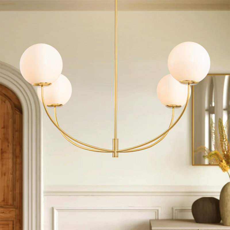Lustre moderne en verre opale 4 lumières Orrhaen 