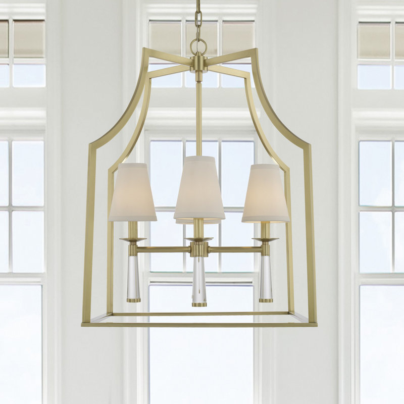 Lustre géométrique à 4 lumières Charvier, Laiton vieilli