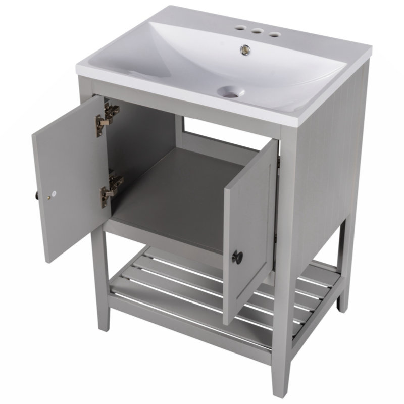 Meuble-lavabo simple avec plateau 24 po Omare, Gris