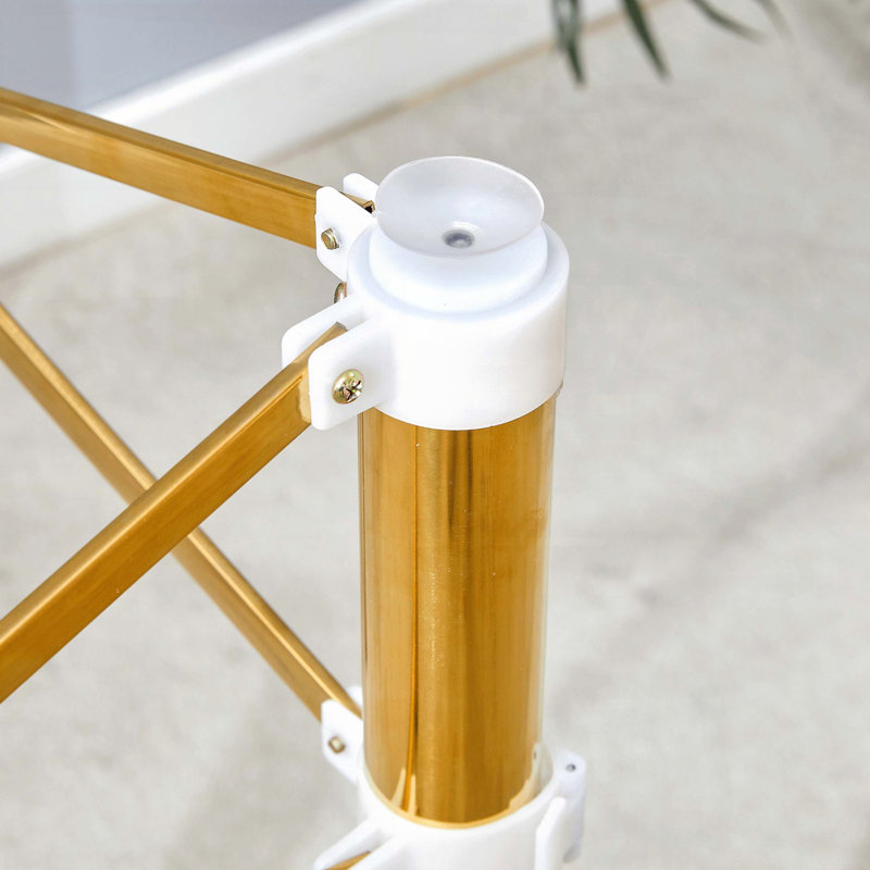 Table ronde en verre trempé 36 po avec structure en métal doré