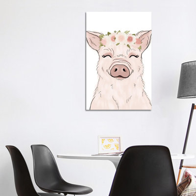 Floral Crown Pig by Katie Bryant - Wrapped Canvas Gallery-Wrapped Canvas Giclée
