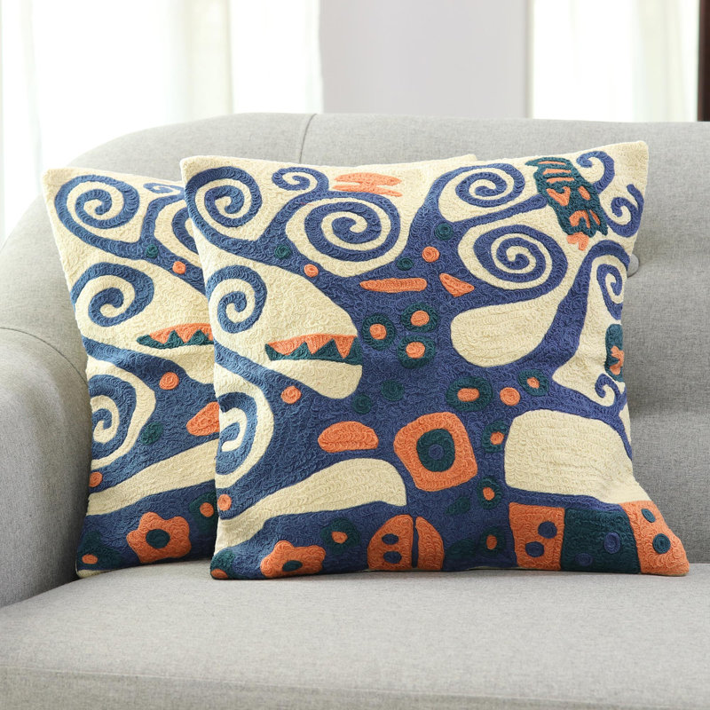 Housses de coussin en coton brodées faites à la main Latitude Run® (paire)
