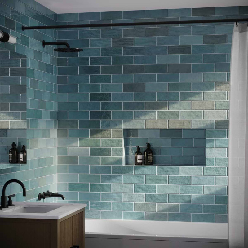 Portmore 3x8 Glazed Ceramic Tile, Turquoise