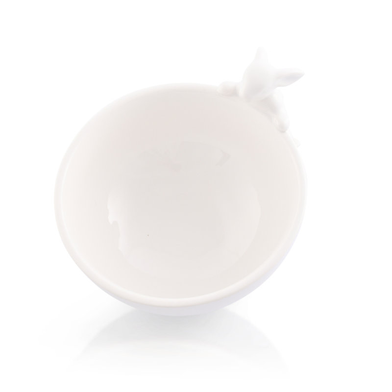 White Ceramic Climbing Bunny Small Candy Bowl