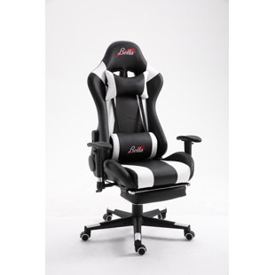 Bella Home Adjustable Reclining Ergonomic Swiveling PC & Racing Game Chair with Footrest