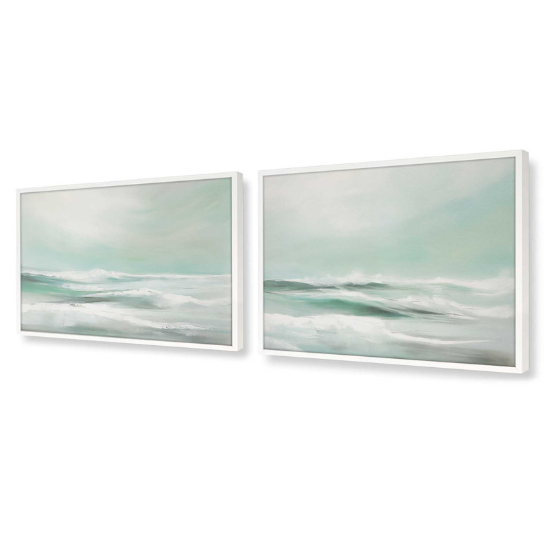 Serene Swells, ensemble de 2 impressions,, Blanc opaque, H 17 po x l 42 po