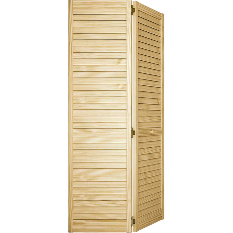 Louvred Wood Unfinished Plantation Bi-Fold Door, 30" x 80"
