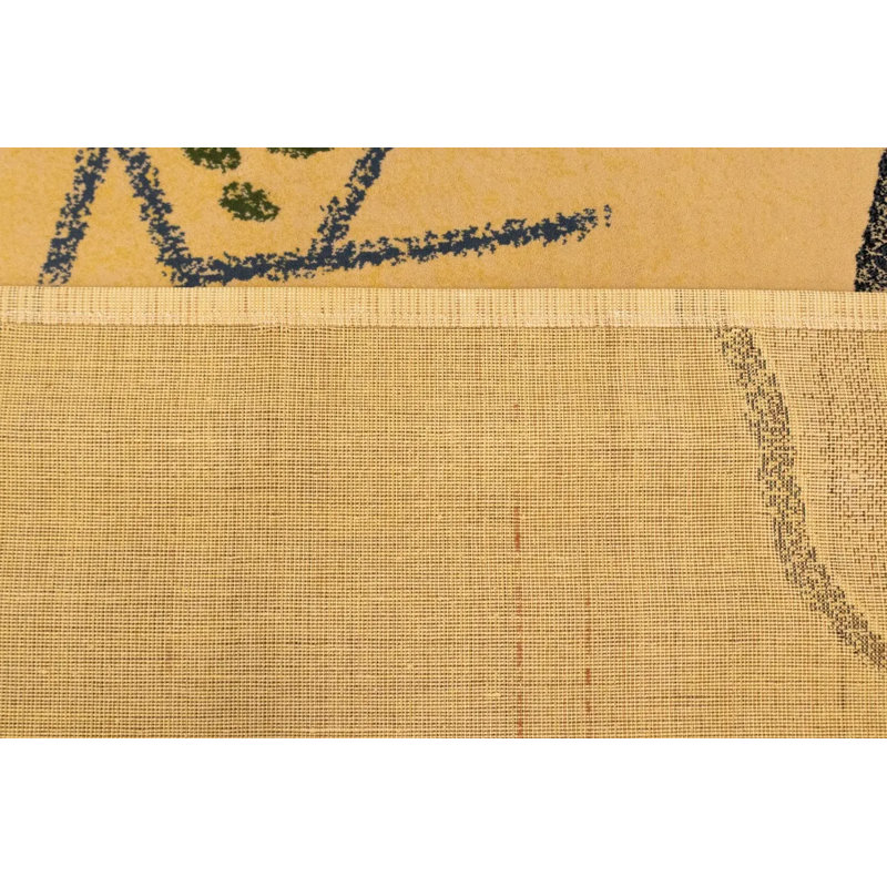 Tapis beige doré à motif abstrait 5X7