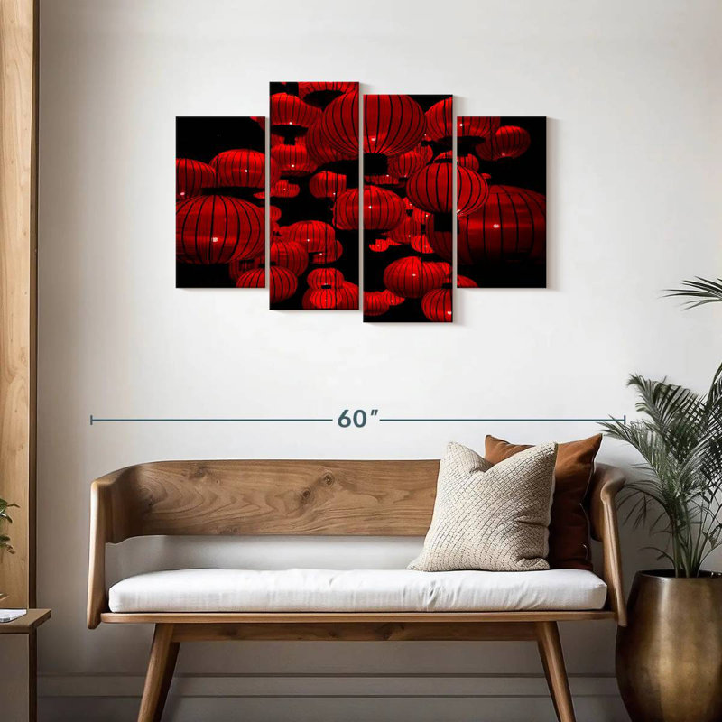 Nicci Red Chinese Lanterns, 27" H x 43" W