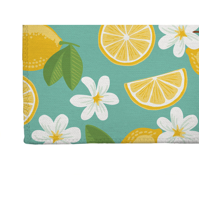 Tapis de cuisine léger Lemmie, Rectangle 5 pi x 7 pi, Sarcelle