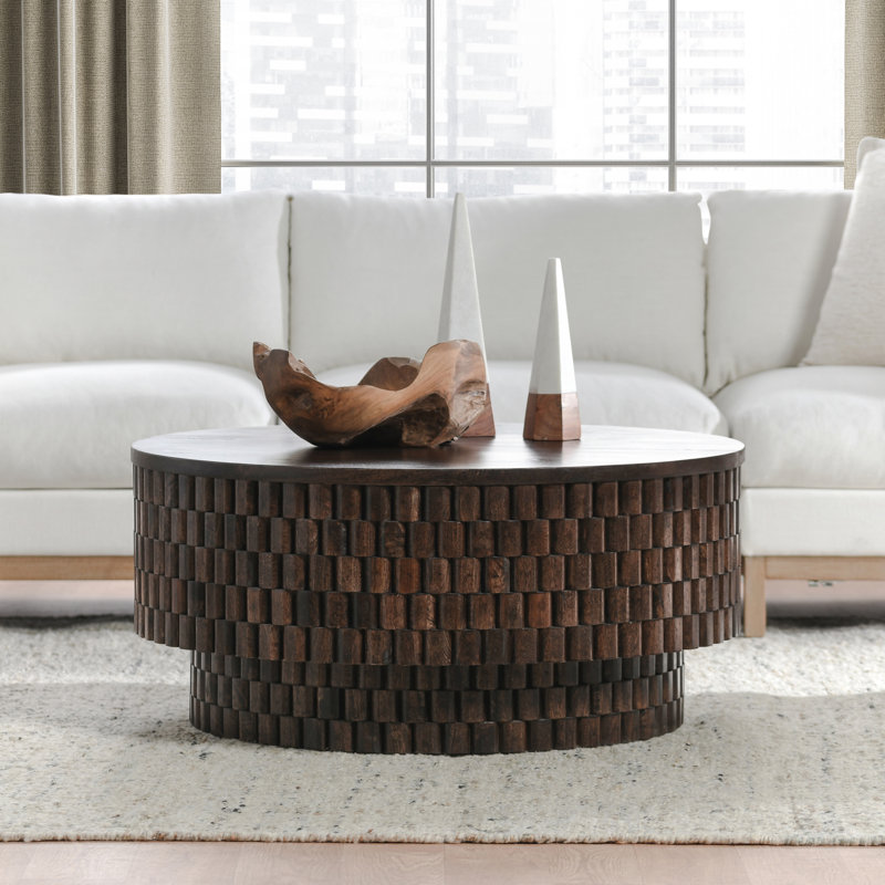 Norwood 40" Round Coffee Table, Dark Brown