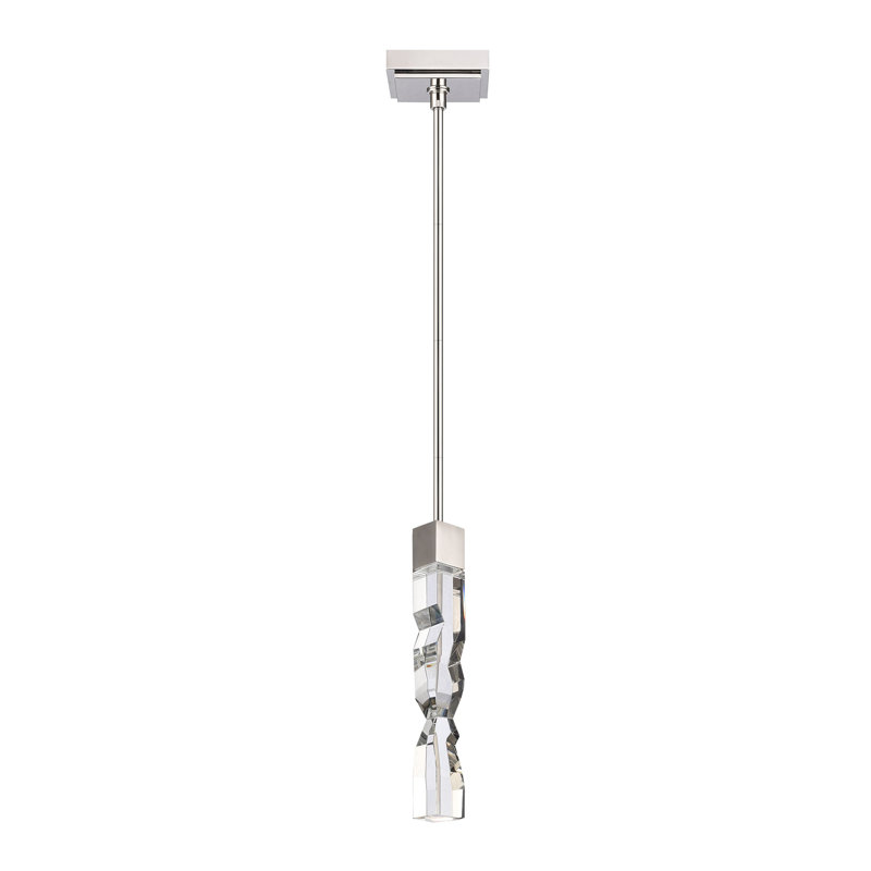 Luminaire suspendu simple à 1 lumière Mamadim, Nickel poli, H 63,25 po x l 2 po x P 2 po