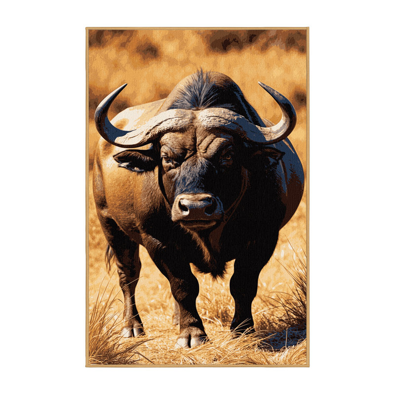 Washable African Buffalo Wildlife Area Rug, Rectangle 7' x  9'