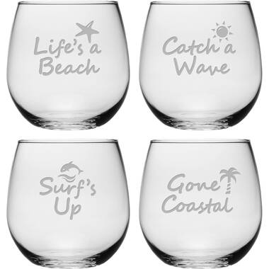 What The Shell 4 Piece 17oz. Stemless Wine Glass Set Susquehanna Glass