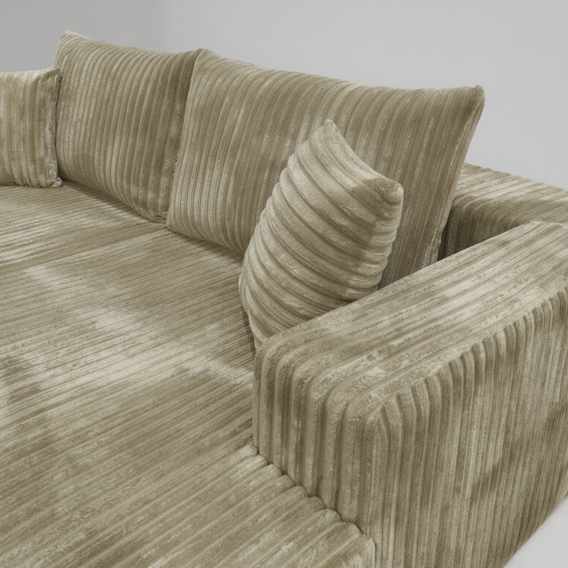  Canapé-lit convertible 78,8 po sans os, ensemble modulaire 2 pièces, sans assemblage - beige cachemire, velours, Corduroy