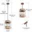 Luminaire suspendu cage en métal et bois 1 lumière Meganne Retro-14821156