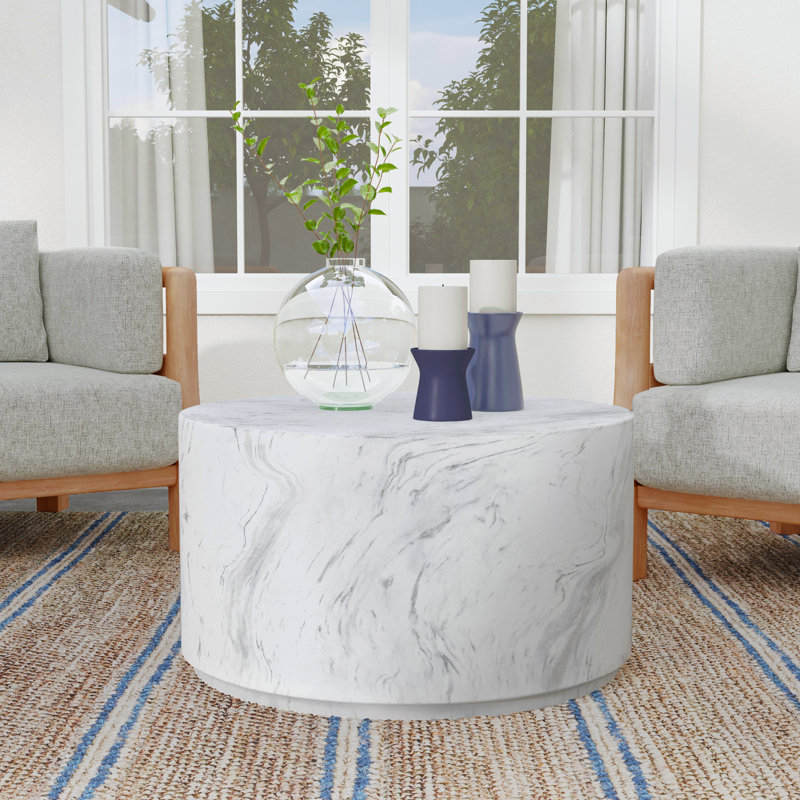 Arlette 32" Outdoor Round  Coffee Table White