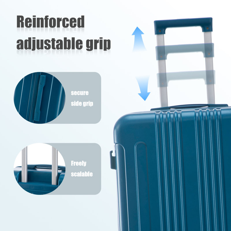 20 po / 24 po / 28 po 3 pièces / ensemble en valise à roulettes ABS, valise de cabine, couleur assortie, serrure à combinaison TSA