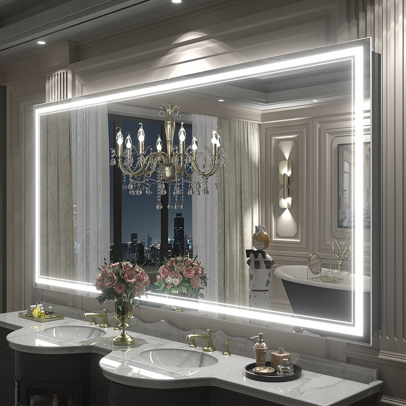  Wayfair Basics® UL Certified LED Anti-Fog Tempered Glass Bathroom/Vanity Mirror , 72" x 36"