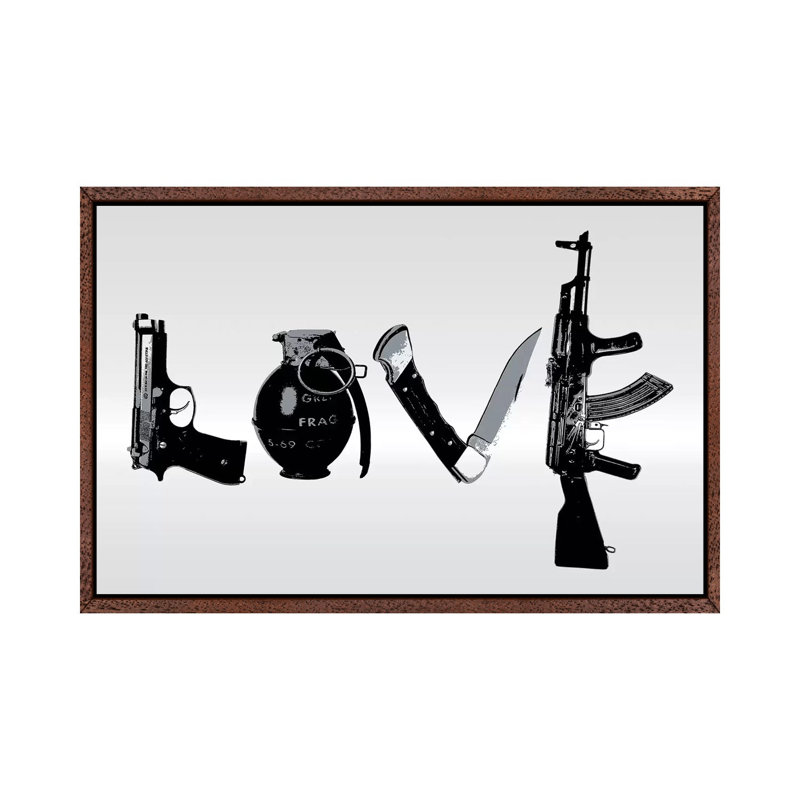 Love by Steez - Print on Canvas, 101.6 cm H x 66.04 cm W, Classic Brown Wood Framed