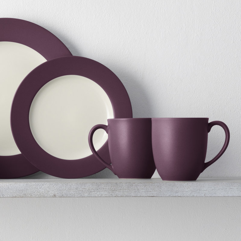 Noritake Colorwave 16-Piece Rim Dinnerware Set, Service for 4, Burgundy
